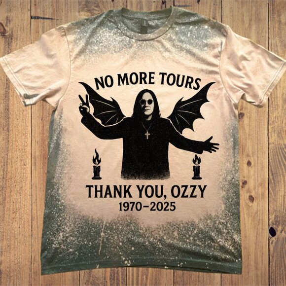 Tops - Ozzy Osbourne In Memory Bleached Shirt with Free Leather Keychain